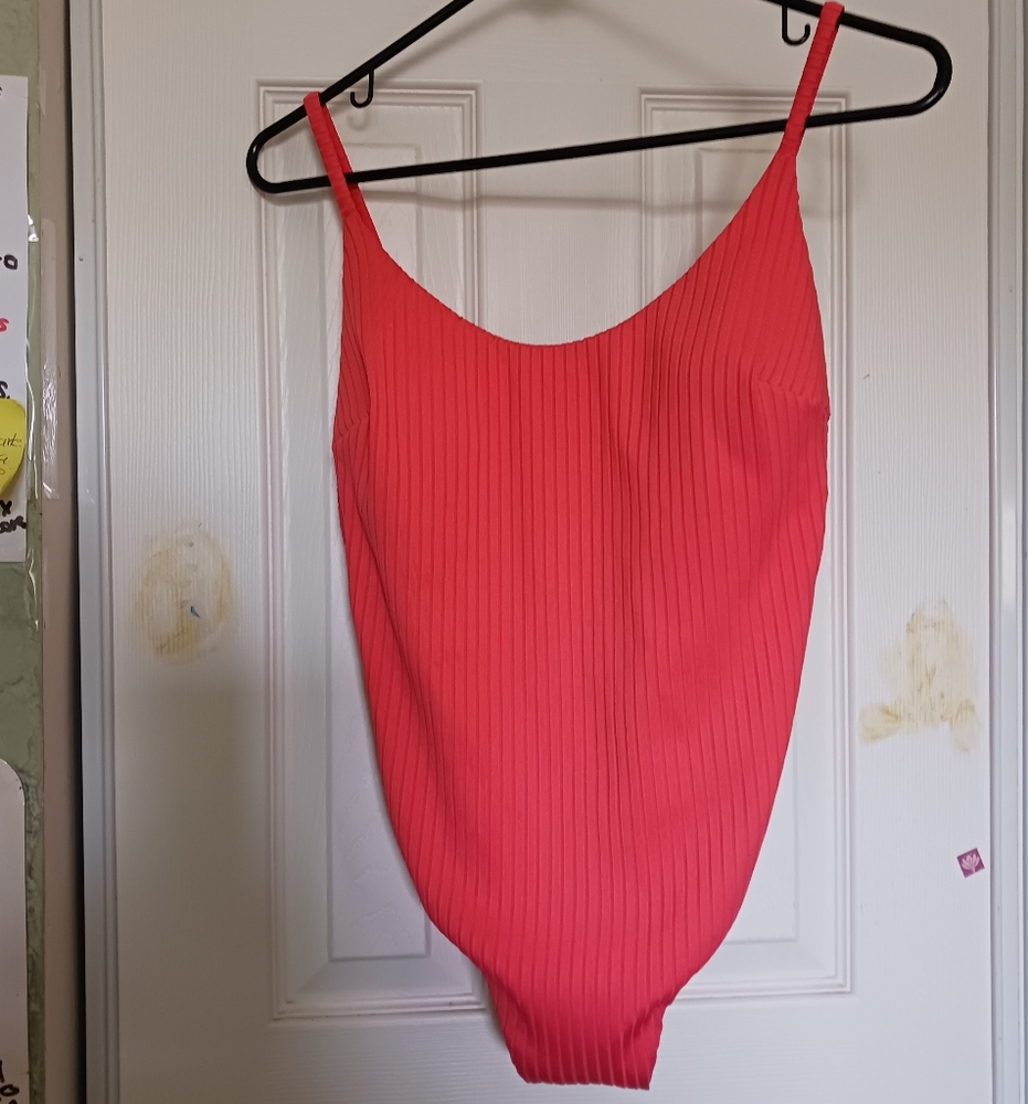Rip Curl Coral Red Ribbed One-Piece Swimsuit